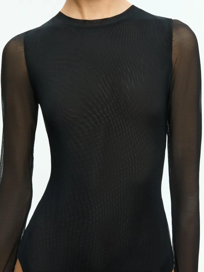 Alice Olivia OLEA CREW NECK BODYSUIT Black Women Tops