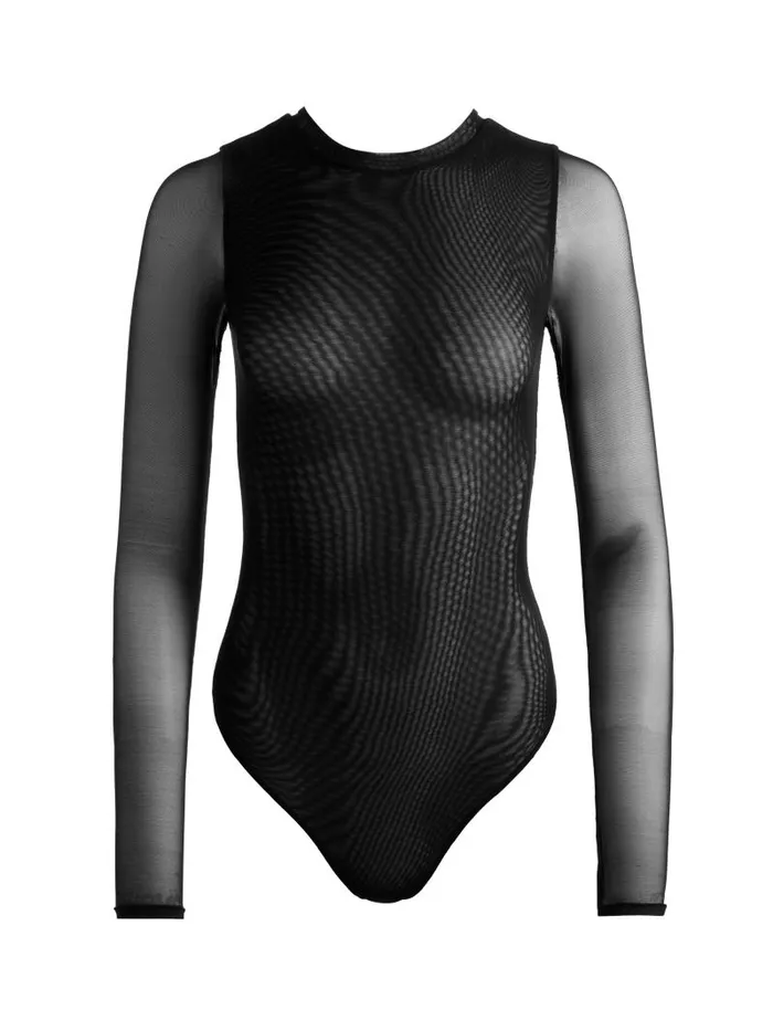 Alice Olivia OLEA CREW NECK BODYSUIT Black Women Tops