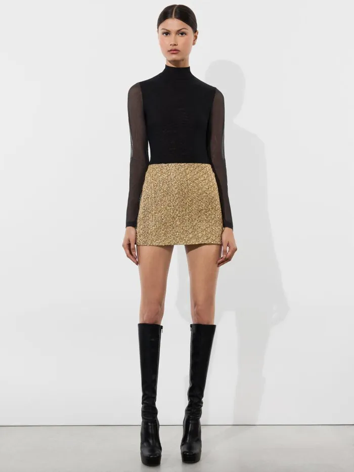 Alice Olivia RUBI LOW RISE MICRO SKIRT Gold Women Skirts