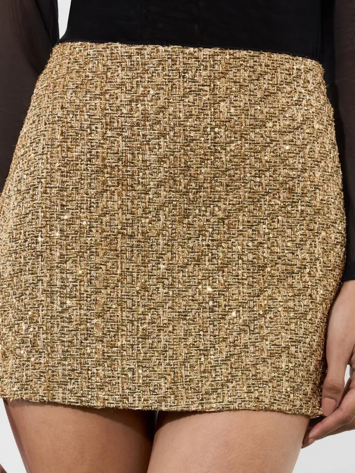 Alice Olivia RUBI LOW RISE MICRO SKIRT Gold Women Skirts