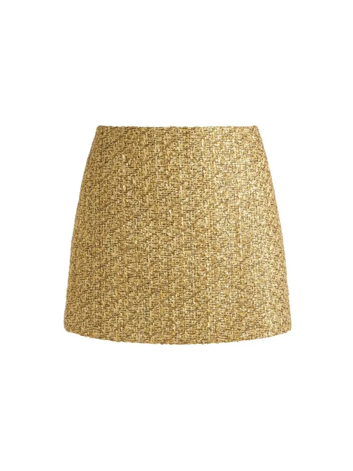 Alice Olivia RUBI LOW RISE MICRO SKIRT Gold Women Skirts