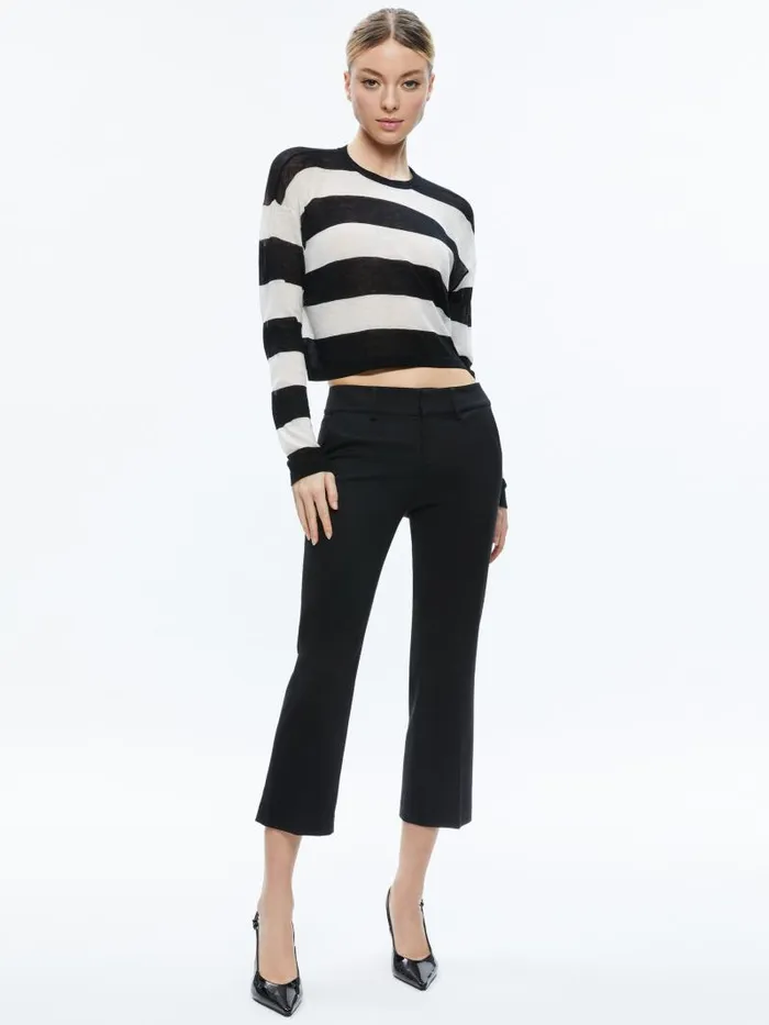 Alice Olivia SHERRELL CREW NECK PULLOVER Blackecru Women Sweaters
