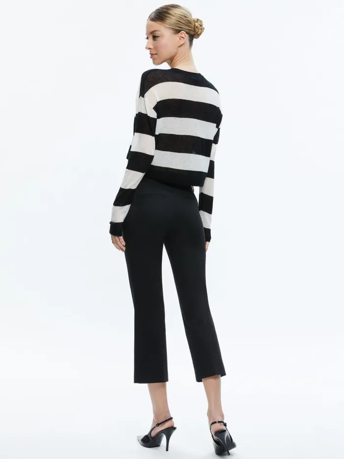 Alice Olivia SHERRELL CREW NECK PULLOVER Blackecru Women Sweaters