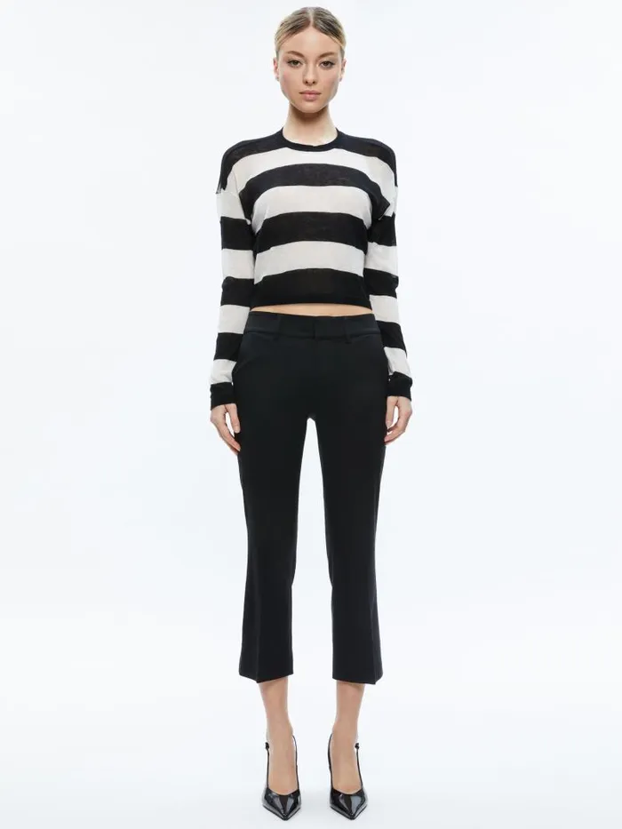 Alice Olivia SHERRELL CREW NECK PULLOVER Blackecru Women Sweaters