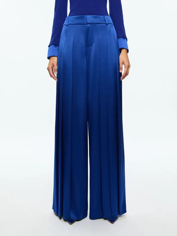 Alice Olivia SIMON HIGH RISE WIDE LEG PLEATED TROUSER Royal Women Pants