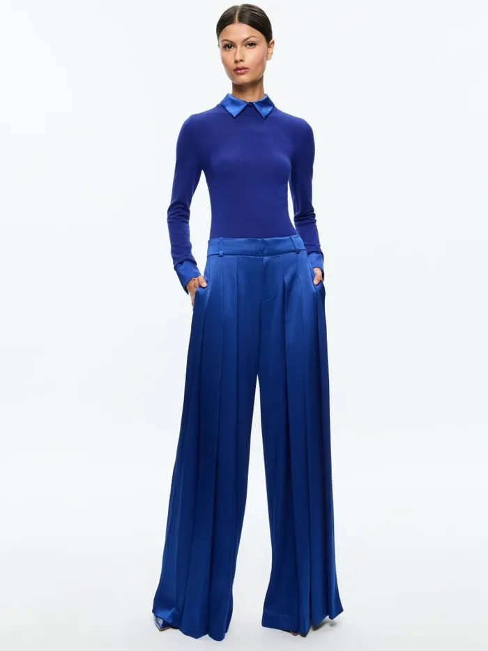 Alice Olivia SIMON HIGH RISE WIDE LEG PLEATED TROUSER Royal Women Pants