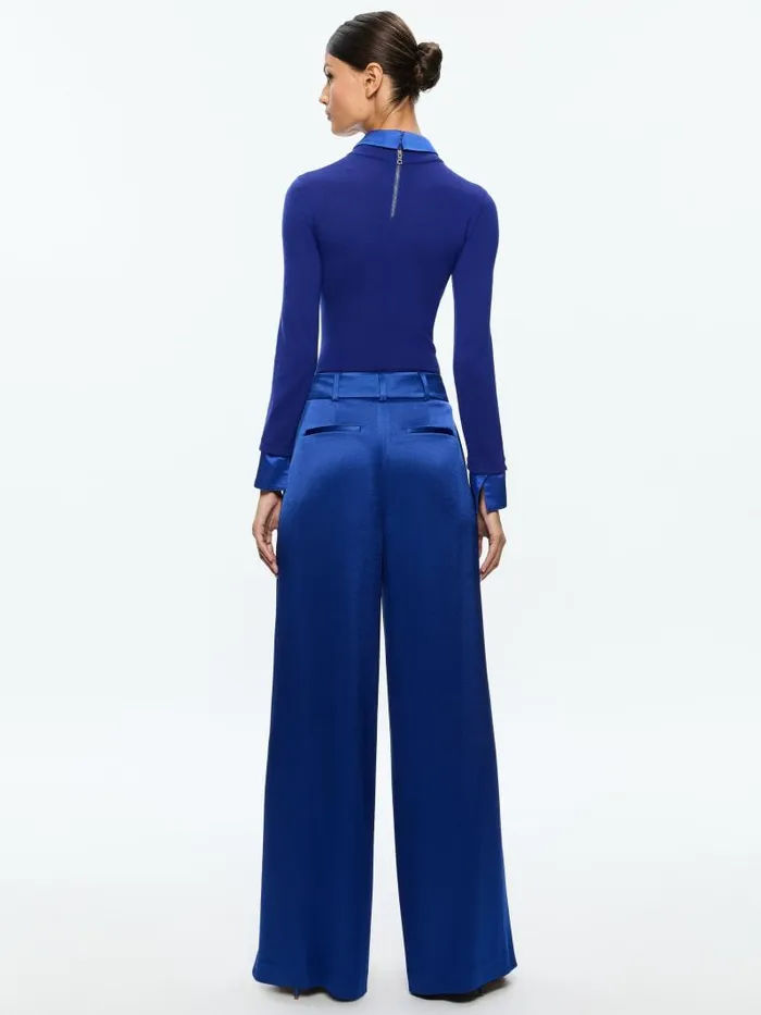 Alice Olivia SIMON HIGH RISE WIDE LEG PLEATED TROUSER Royal Women Pants