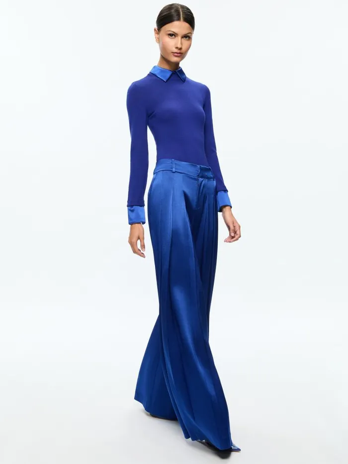 Alice Olivia SIMON HIGH RISE WIDE LEG PLEATED TROUSER Royal Women Pants