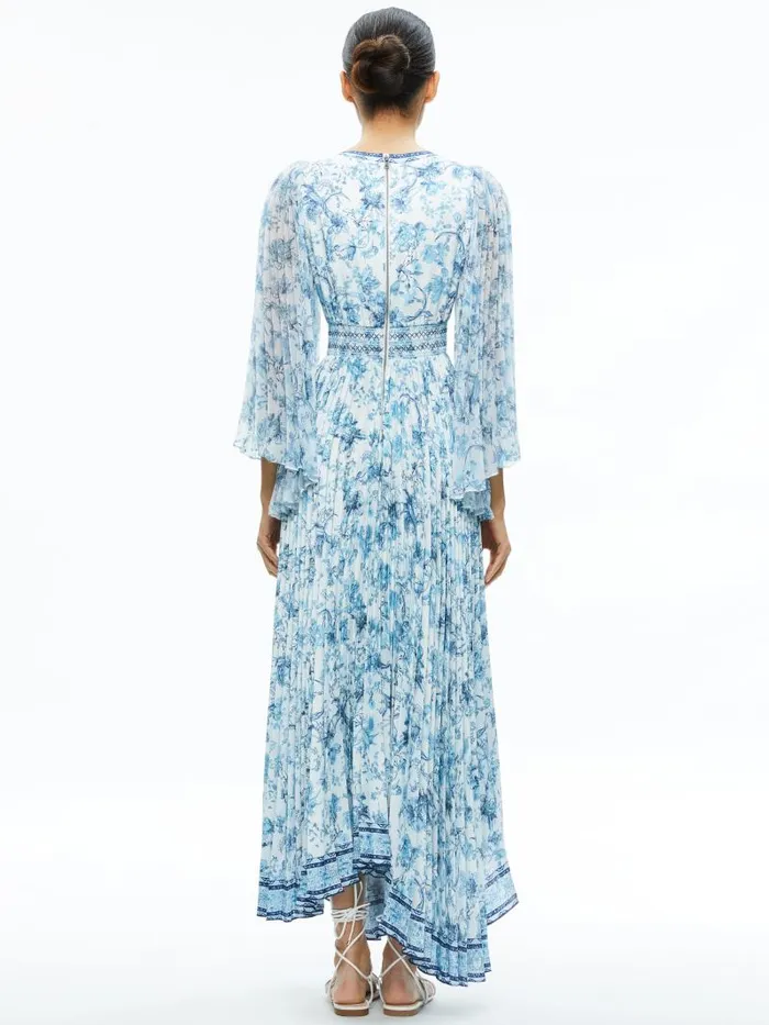 Alice Olivia SION SUNBURST PLEATED MAXI DRESS Je L039adore Spring Sky Women Dresses