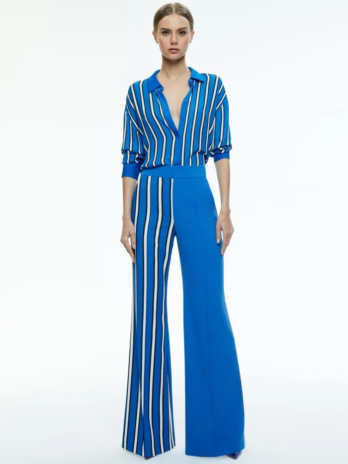 Alice Olivia Teakwood Stripe French Blue Women Matching Sets