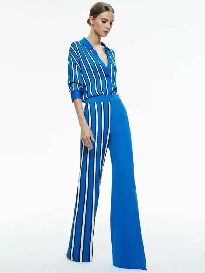 Alice Olivia Teakwood Stripe French Blue Women Matching Sets