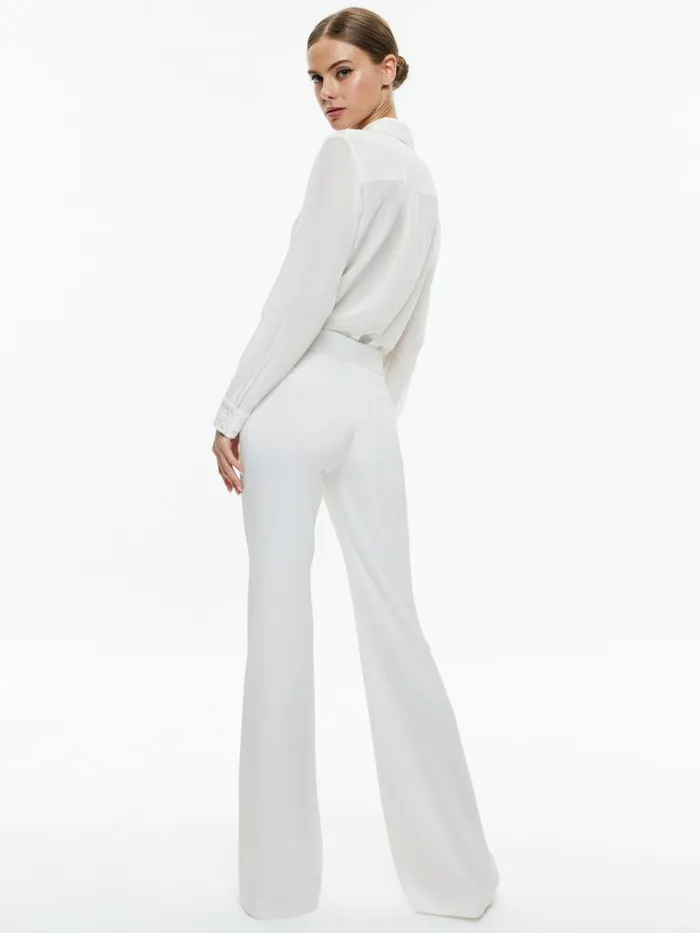Alice Olivia WILLA RELAXED PLACKET TOP WITH PIPING DETAIL Off White Women Tops