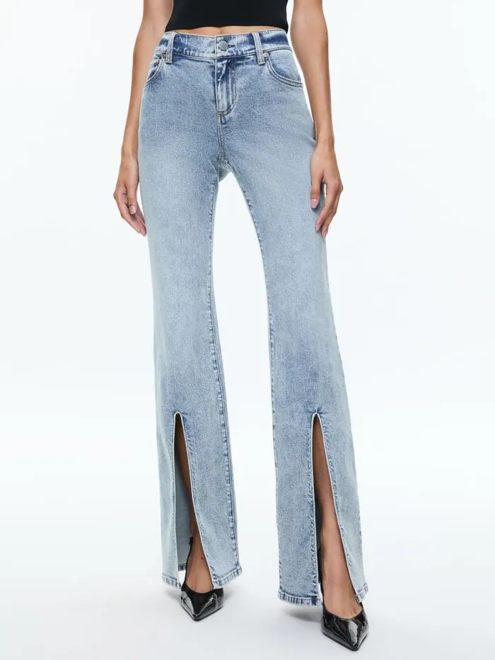 Alice Olivia WINSLOW SLIM SLIT JEAN Harlow Vintage Blue Women Pants