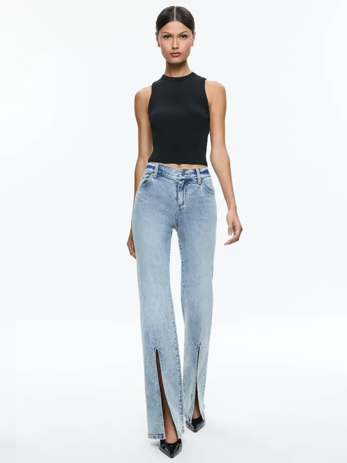 Alice Olivia WINSLOW SLIM SLIT JEAN Harlow Vintage Blue Women Pants