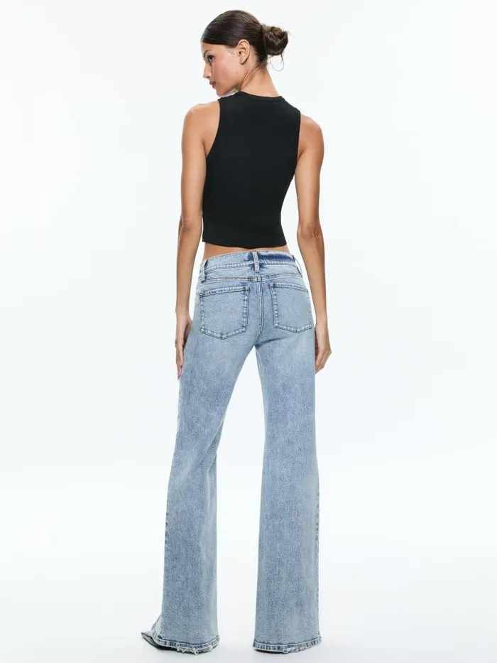 Alice Olivia WINSLOW SLIM SLIT JEAN Harlow Vintage Blue Women Pants