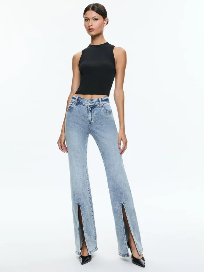 Alice Olivia WINSLOW SLIM SLIT JEAN Harlow Vintage Blue Women Pants