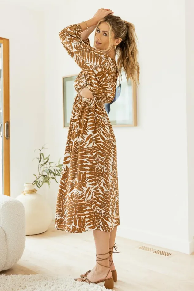 Alyce Printed Dress Camel Women Bohme Dresses