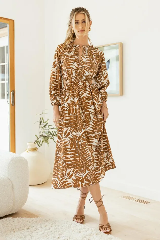 Alyce Printed Dress Camel Women Bohme Dresses