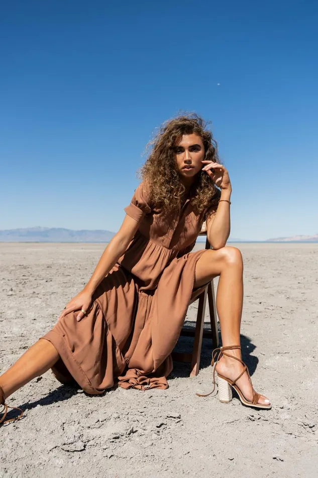 Amanda Tiered Dress In Camel Camel Women Bohme Dresses