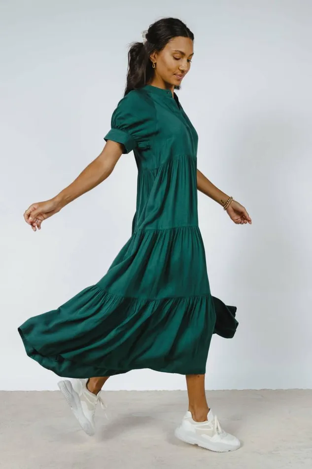 Amanda Tiered Dress In Hunter Green Hunter Green Women Bohme Dresses