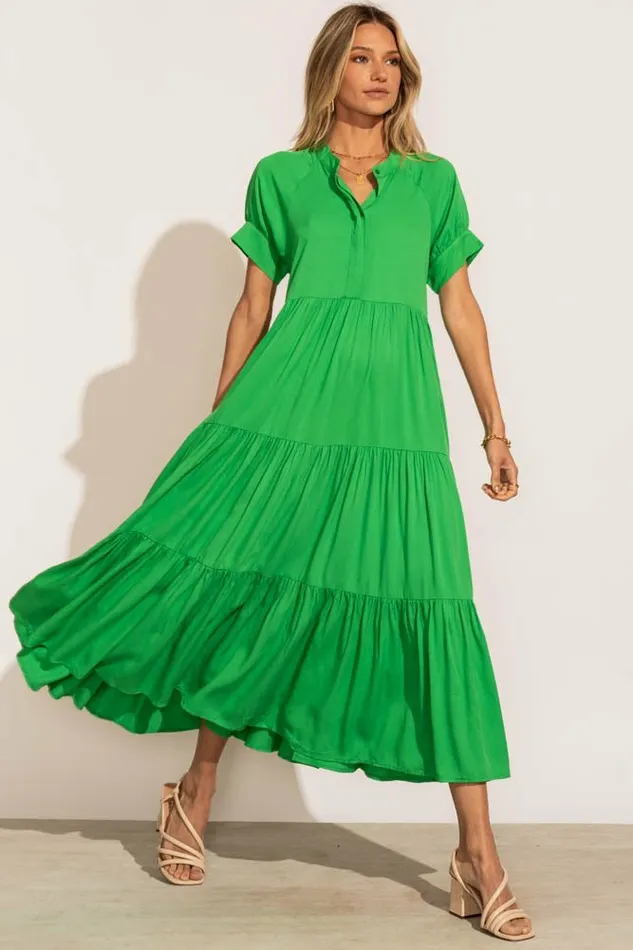 Amanda Tiered Dress In Kelly Green Kelly Green Women Bohme Dresses