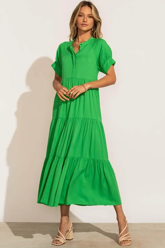 Amanda Tiered Dress In Kelly Green Kelly Green Women Bohme Dresses