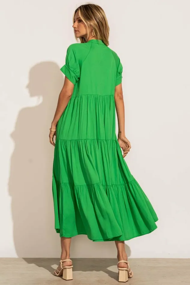 Amanda Tiered Dress In Kelly Green Kelly Green Women Bohme Dresses