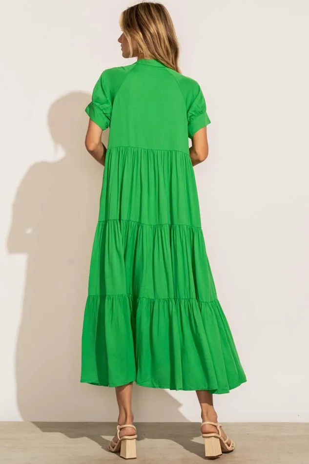 Amanda Tiered Dress In Kelly Green Kelly Green Women Bohme Dresses