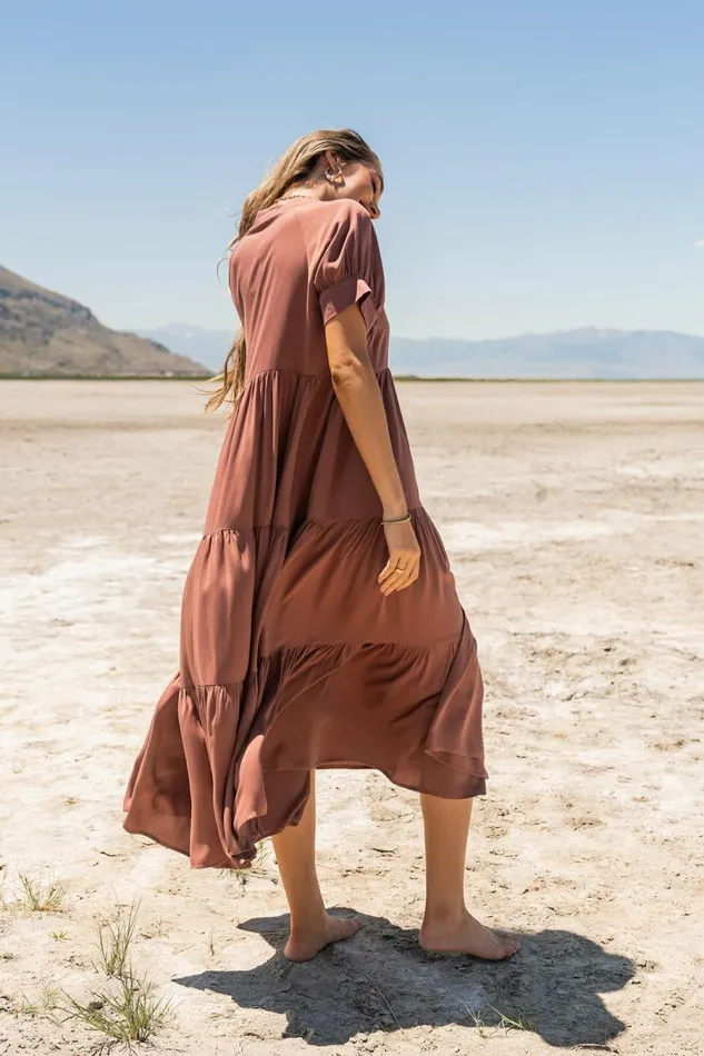 Amanda Tiered Dress In Raisin Raisin Women Bohme Dresses