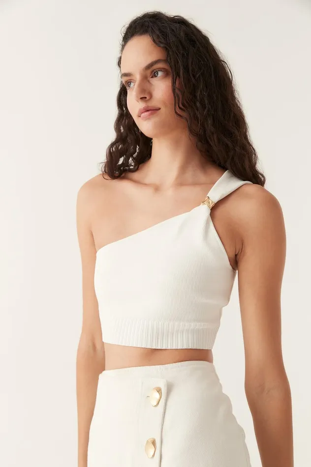 Anani Asymmetric Bustier Top Ivory Women Aje Body 038 Crepe Knit