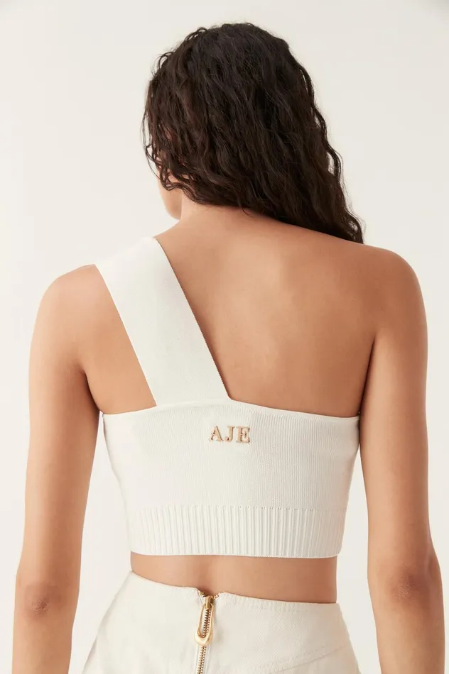 Anani Asymmetric Bustier Top Ivory Women Aje Body 038 Crepe Knit