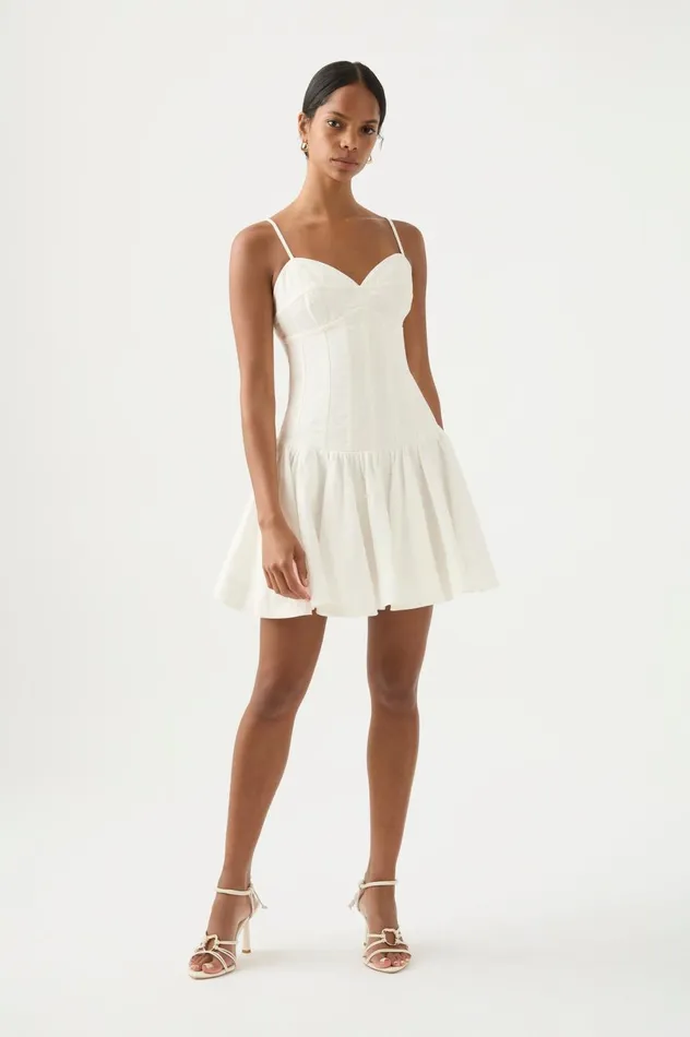 Anastasia Panelled Mini Dress Ivory Women Aje Mini Dresses