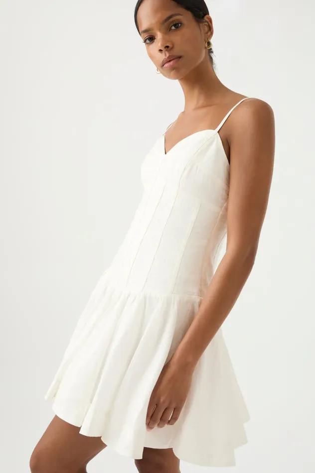Anastasia Panelled Mini Dress Ivory Women Aje Mini Dresses
