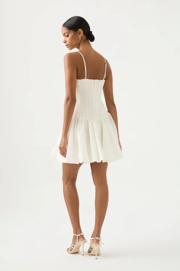 Anastasia Panelled Mini Dress Ivory Women Aje Mini Dresses