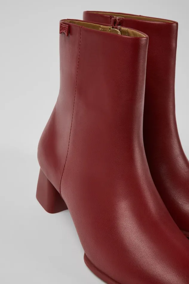 Ankle Boots Women Camper Katie Burgundy Leather Ankle Boots