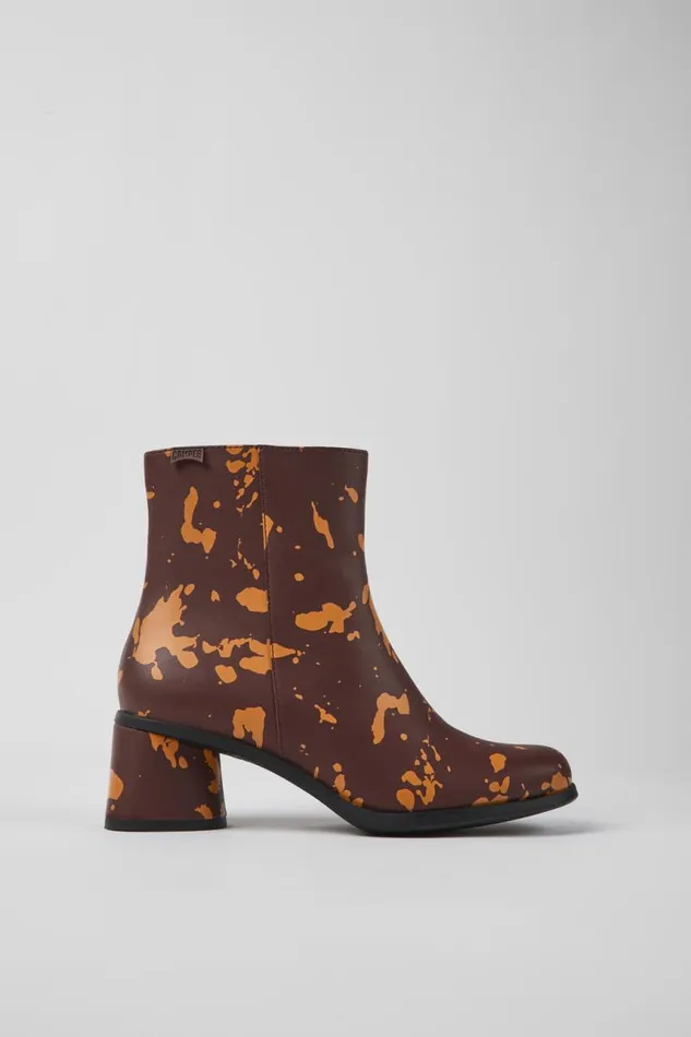 Ankle Boots Women Camper Kiara Burgundy And Orange Printed Leather Ankle Boots Ankle Boots Women Camper Kiara Burgundy And Orange Printed Leather Ankle Boots