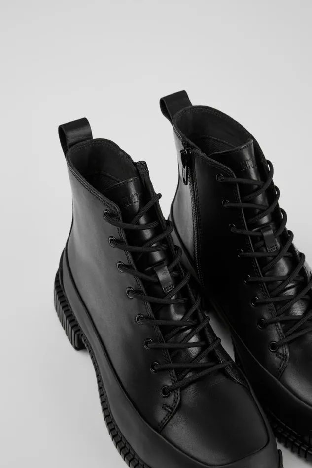 Ankle Boots Women Camper Pix Black Leather Laceup Ankle Boots