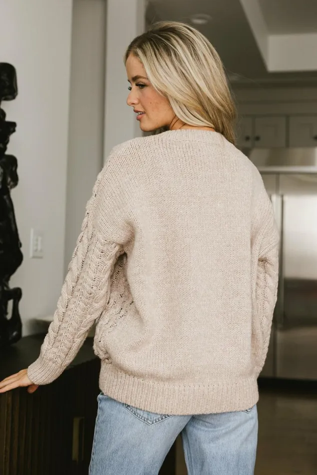 Annie Cable Knit Sweater In Taupe Taupe Women Bohme Sweaters