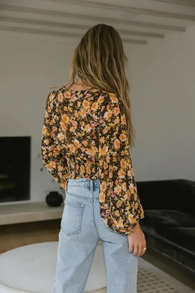 Ariella Floral Blouse 8211 FINAL SALE Yellow Women Bohme Tops