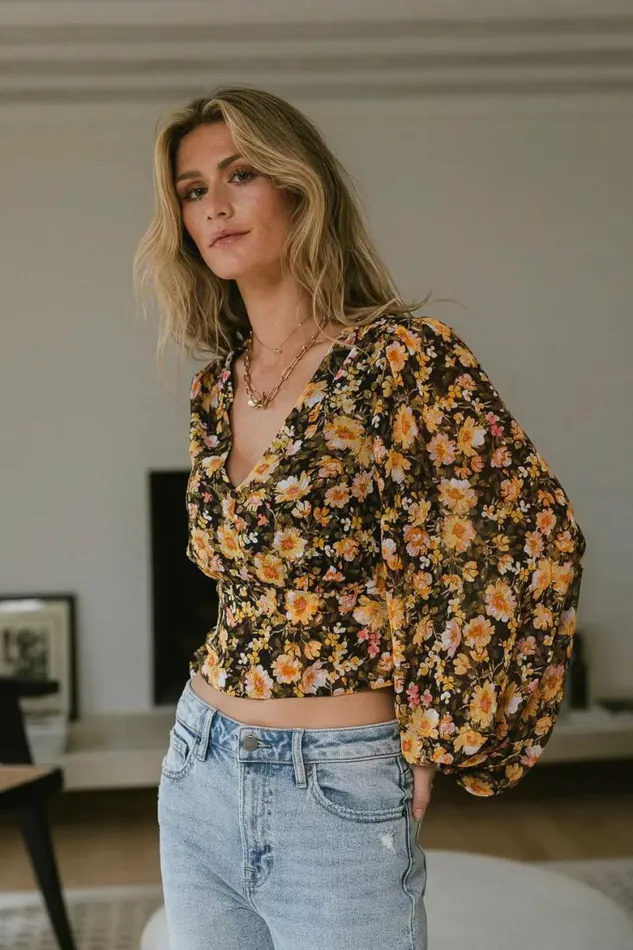 Ariella Floral Blouse 8211 FINAL SALE Yellow Women Bohme Tops