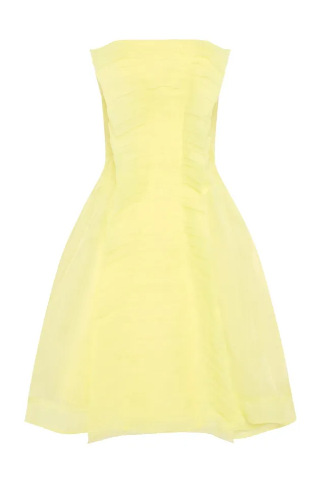 Astrid Strapless Mini Dress Soft Lemon Yellow Women Aje Mini Dresses