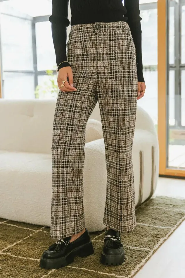 Autumn Plaid Pants Taupe Women Bohme Pants