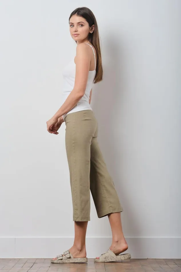 Avenue Montaigne ALEX Linen Khaki Women Pants Avenue Montaigne ALEX Linen Khaki Women Pants