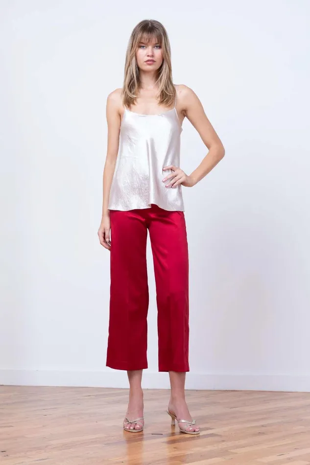 Avenue Montaigne ALEX Satin Red Women Pants