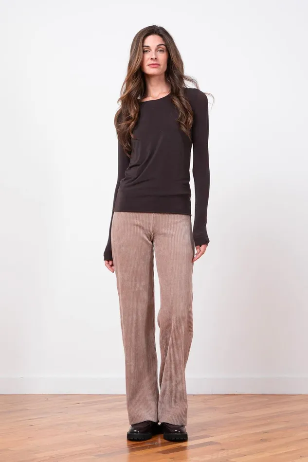 Avenue Montaigne FLAVIA Corduroy Cappuccino Women Pants
