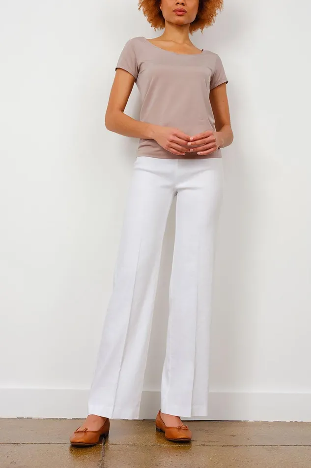 Avenue Montaigne FLAVIA Linen White Women Pants