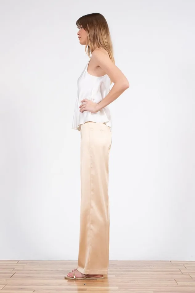 Avenue Montaigne FLAVIA Satin Champagne Women Pants Avenue Montaigne FLAVIA Satin Champagne Women Pants