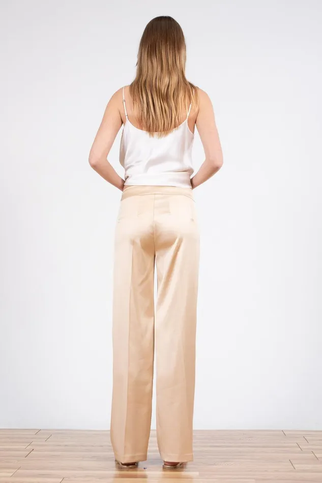 Avenue Montaigne FLAVIA Satin Champagne Women Pants Avenue Montaigne FLAVIA Satin Champagne Women Pants