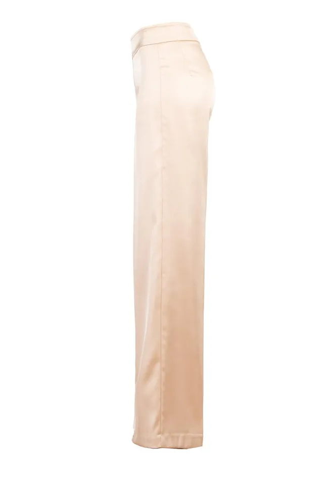 Avenue Montaigne FLAVIA Satin Champagne Women Pants Avenue Montaigne FLAVIA Satin Champagne Women Pants