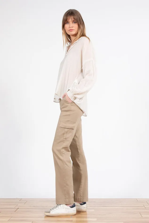 Avenue Montaigne KOOL Linen Khaki Women Pants